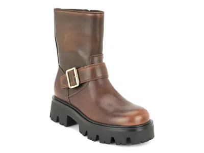 Nine West Ryder Faux Leather Boot In Brown