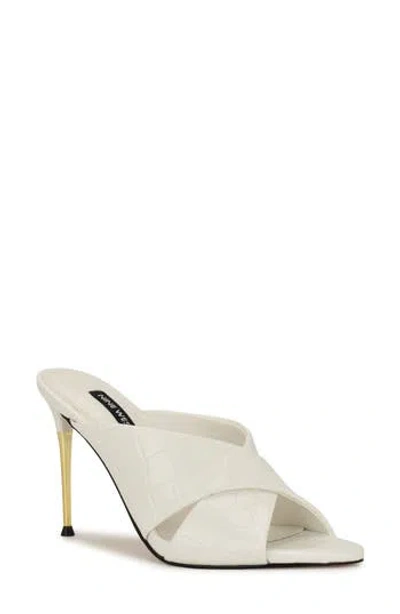 Nine West Sancie Croc Embossed Stiletto Sandal In White