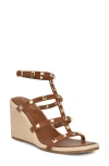 Shop Nine West Sardis Strappy Wedge Sandal In Dark Natural