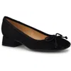 Nine West Saruh Womens Bow Leather Pumps In Black Suede