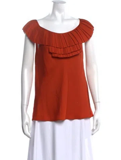 Pre-owned Nine West Scoop Neck Sleeveless Blouse In Orange