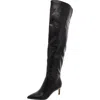 Nine West Sirena Womens Zipper Leather Knee-high Boots In Black