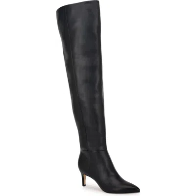 Nine West Sensa Over The Knee Boot In Black Smooth