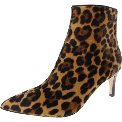 Nine West Sheeba Womens Calf Hair Animal Print Ankle Boots In Multi