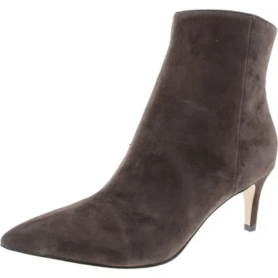 Nine West Sheeba Womens Leather Almond Toe Ankle Boots In Dark Brown Suede
