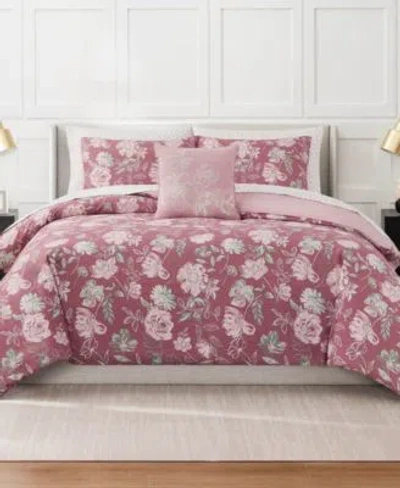Nine West Shilo Floral Bed In A Bag Comforter Set In Pink