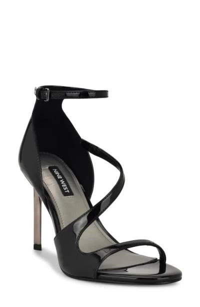 Nine West Shimmy Ankle Strap Sandal In Black Patent