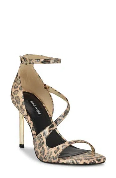 Nine West Shimmy Ankle Strap Sandal In Animal Print