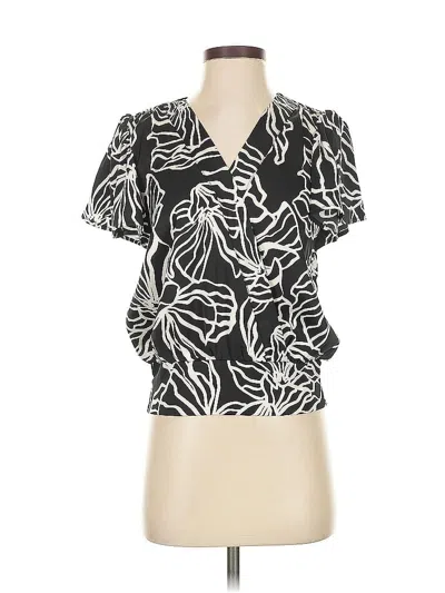 Pre-owned Nine West Short Sleeve Blouse In Black