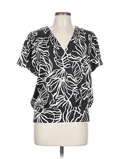 Pre-owned Nine West Short Sleeve Blouse In Black