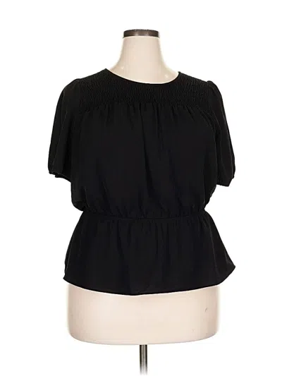 Pre-owned Nine West Short Sleeve Blouse In Black