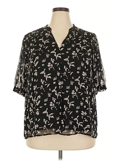 Pre-owned Nine West Short Sleeve Blouse In Black