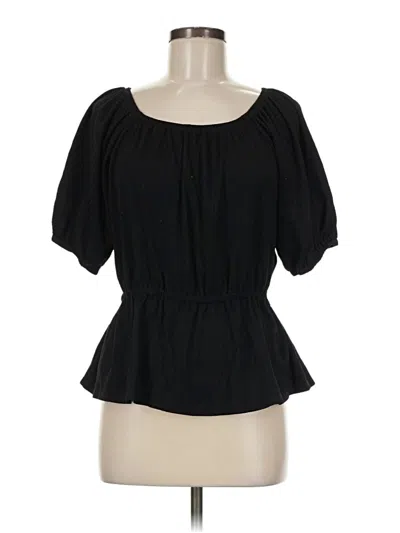 Pre-owned Nine West Short Sleeve Blouse In Black