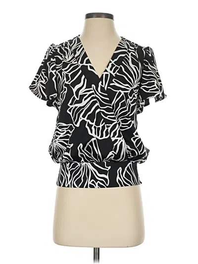 Pre-owned Nine West Short Sleeve Blouse In Black