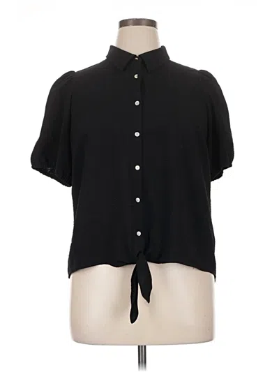 Pre-owned Nine West Short Sleeve Blouse In Black