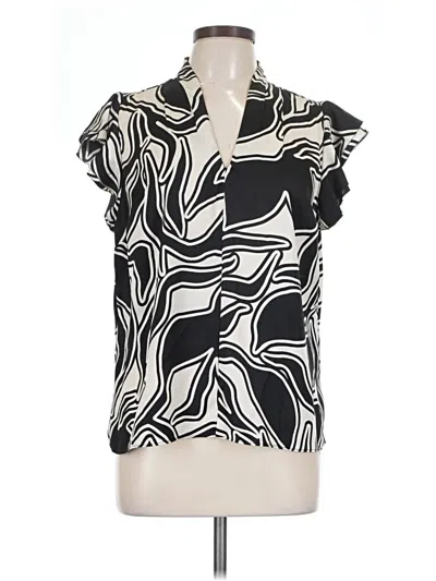 Pre-owned Nine West Short Sleeve Blouse In Black