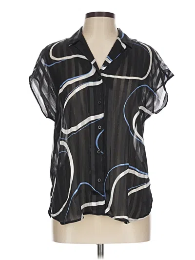 Pre-owned Nine West Short Sleeve Blouse In Black