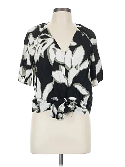 Pre-owned Nine West Short Sleeve Blouse In Black