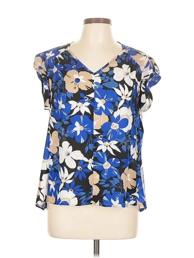 Pre-owned Nine West Short Sleeve Blouse In Blue
