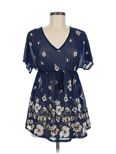 Pre-owned Nine West Short Sleeve Blouse In Blue