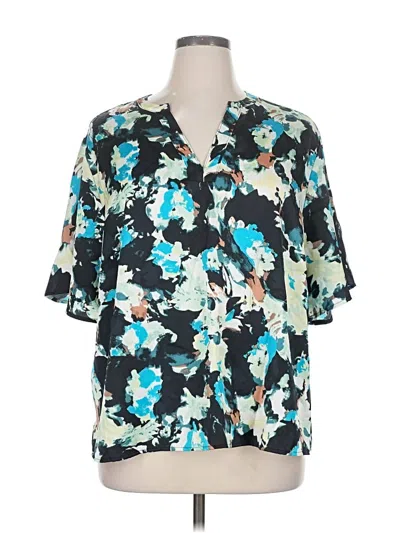 Pre-owned Nine West Short Sleeve Blouse In Blue
