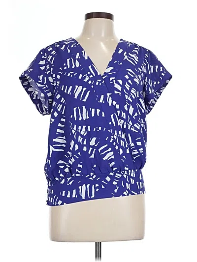 Pre-owned Nine West Short Sleeve Blouse In Blue