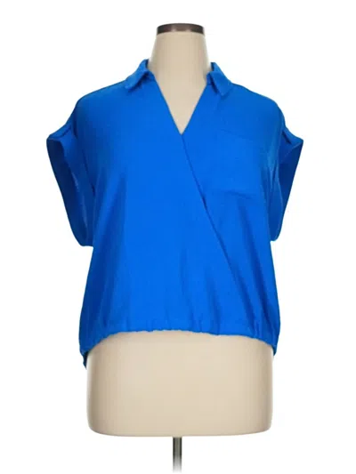 Pre-owned Nine West Short Sleeve Blouse In Blue