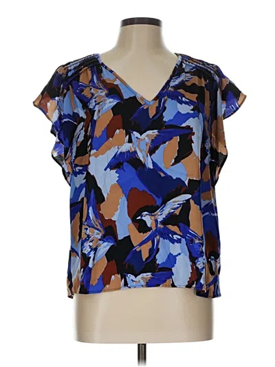 Pre-owned Nine West Short Sleeve Blouse In Blue