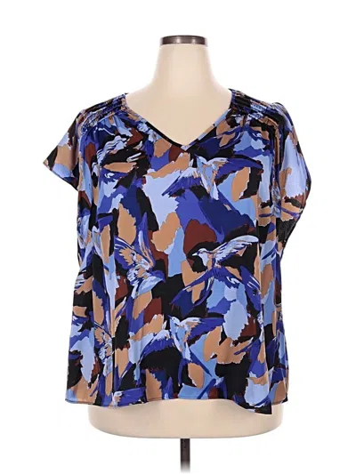 Pre-owned Nine West Short Sleeve Blouse In Blue