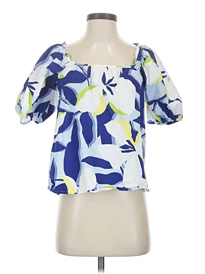 Pre-owned Nine West Short Sleeve Blouse In Blue