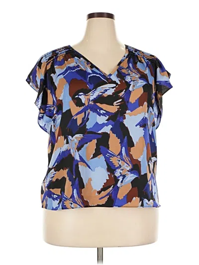 Pre-owned Nine West Short Sleeve Blouse In Blue