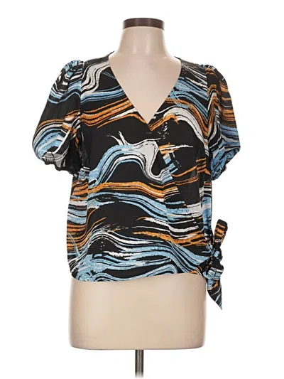 Pre-owned Nine West Short Sleeve Blouse In Blue