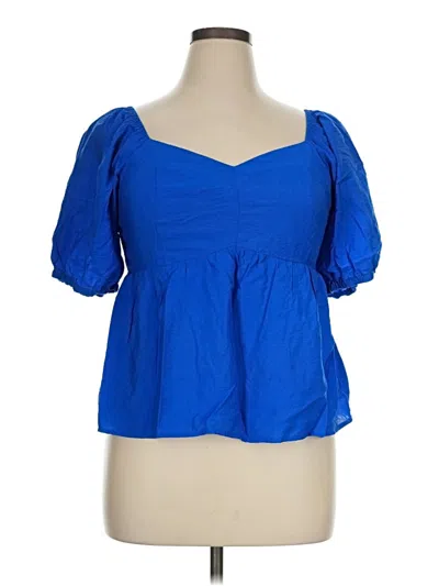 Pre-owned Nine West Short Sleeve Blouse In Blue