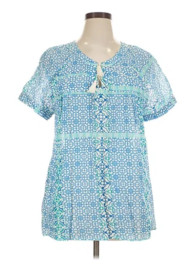 Pre-owned Nine West Short Sleeve Blouse In Blue