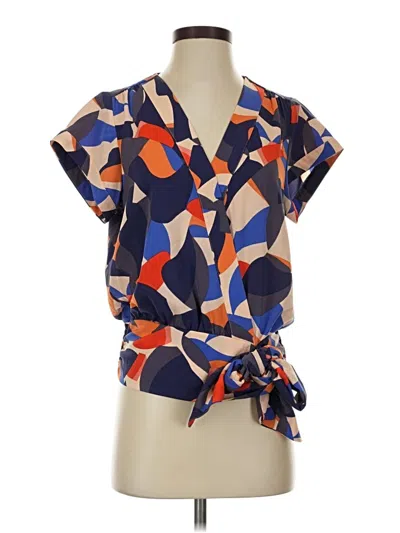 Pre-owned Nine West Short Sleeve Blouse In Blue