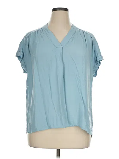 Pre-owned Nine West Short Sleeve Blouse In Blue