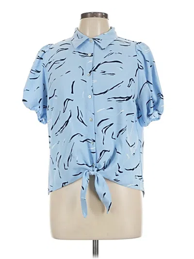 Pre-owned Nine West Short Sleeve Blouse In Blue