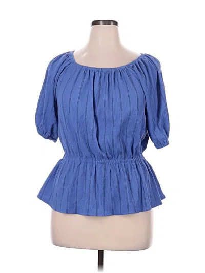 Pre-owned Nine West Short Sleeve Blouse In Blue