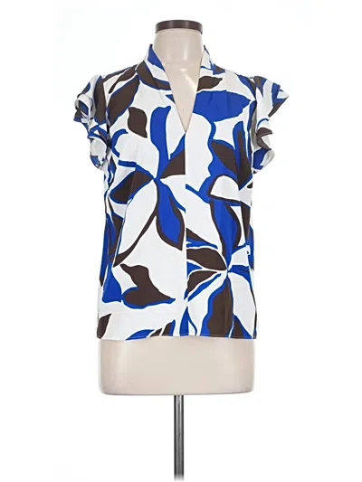 Pre-owned Nine West Short Sleeve Blouse In Blue