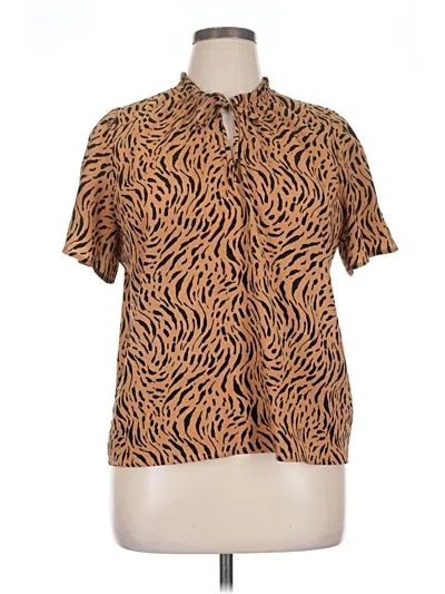 Pre-owned Nine West Short Sleeve Blouse In Brown