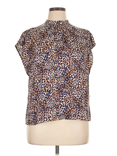 Pre-owned Nine West Short Sleeve Blouse In Brown