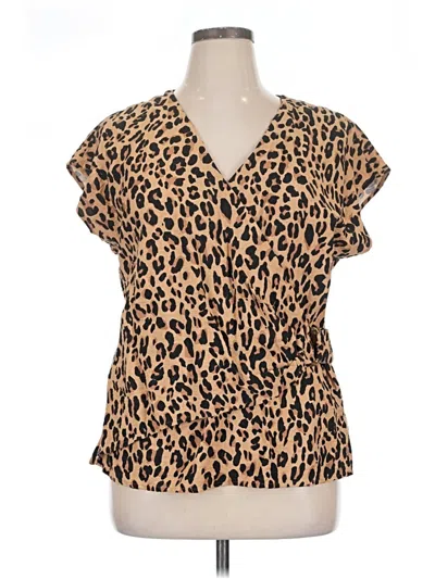 Pre-owned Nine West Short Sleeve Blouse In Brown