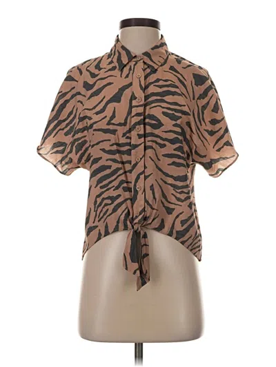 Pre-owned Nine West Short Sleeve Blouse In Brown