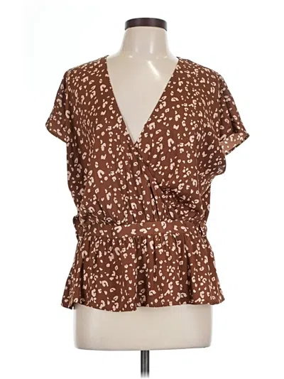Pre-owned Nine West Short Sleeve Blouse In Brown