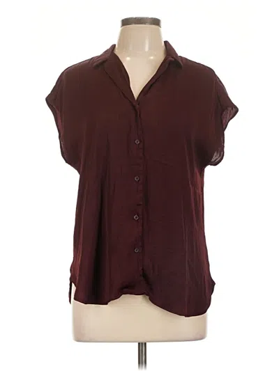 Pre-owned Nine West Short Sleeve Blouse In Burgundy