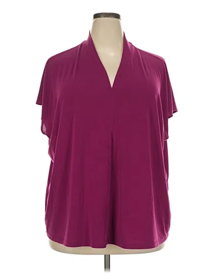Pre-owned Nine West Short Sleeve Blouse In Burgundy