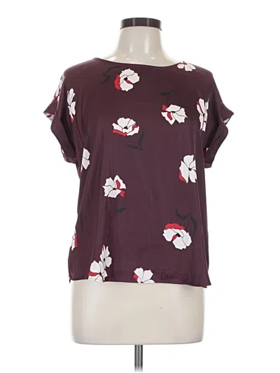 Pre-owned Nine West Short Sleeve Blouse In Burgundy