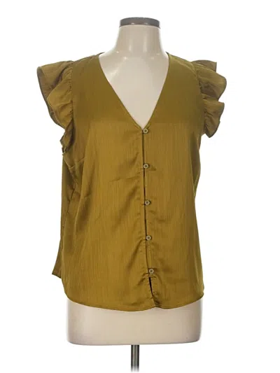 Pre-owned Nine West Short Sleeve Blouse In Gold