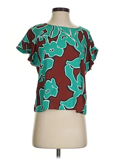 Pre-owned Nine West Short Sleeve Blouse In Green