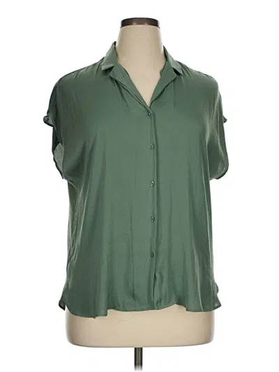 Pre-owned Nine West Short Sleeve Blouse In Green